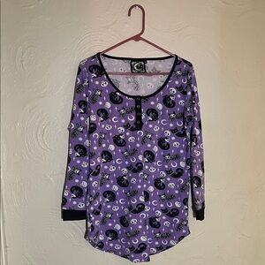 Killstar Purple and Black Cat Pajama Top